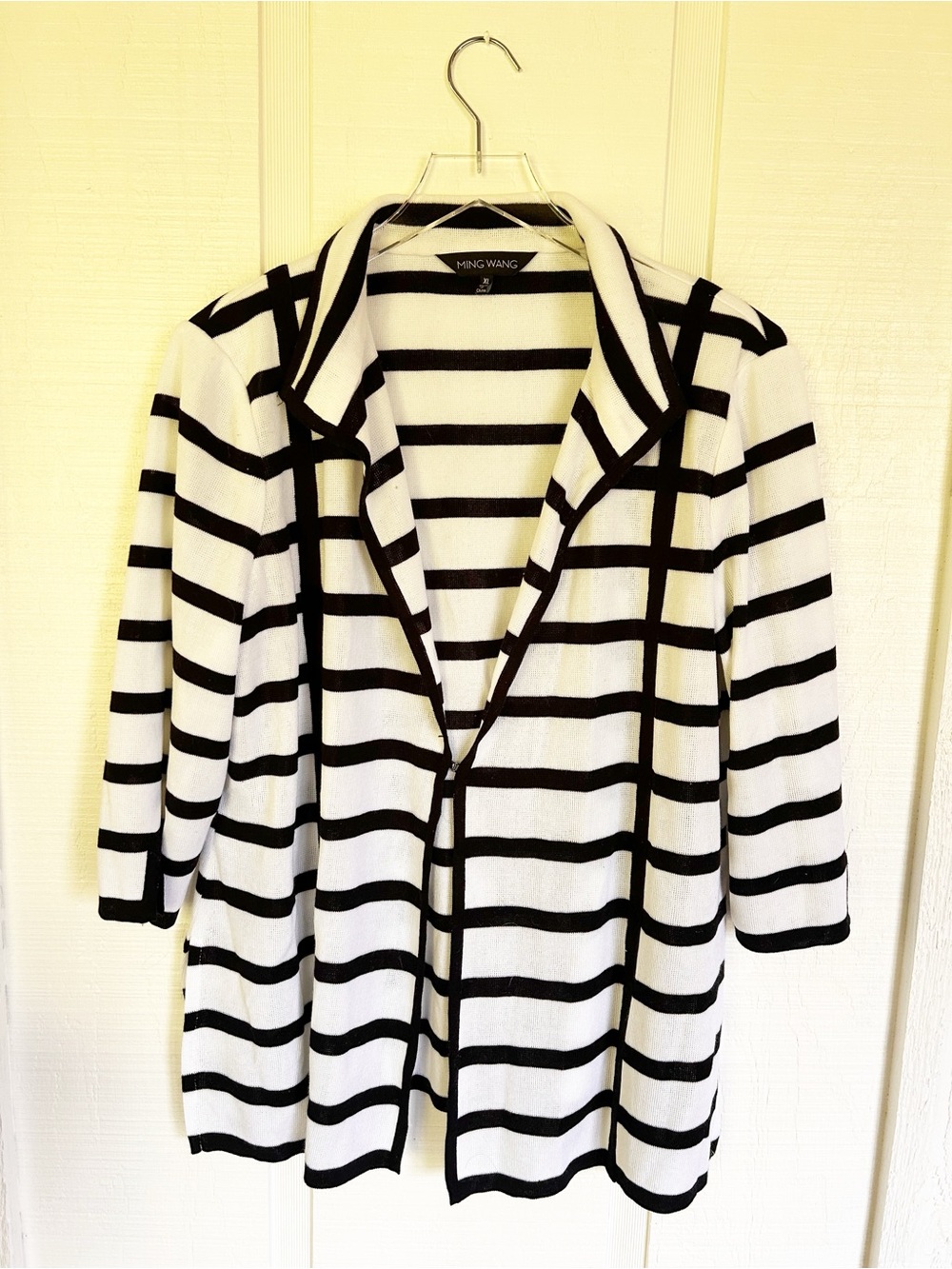 Ming Wang Striped Cardigan Black White Size XL